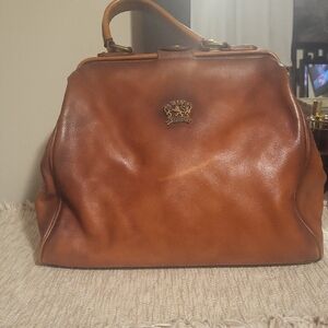 Brown Leather Handbag with Logo